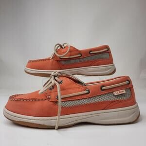 L.L. Bean Leather‎ Loafers Deck Shoes Peach Colored Women's Size 6M
